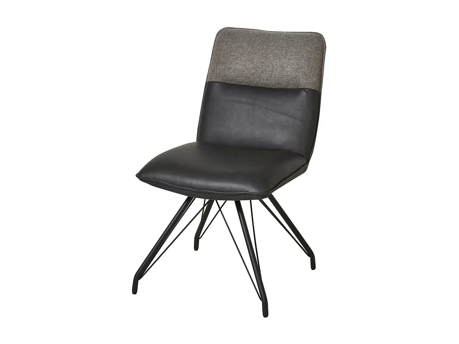 Collin zwarte kunstleren stoel en zwart metalen poten - Set van 2