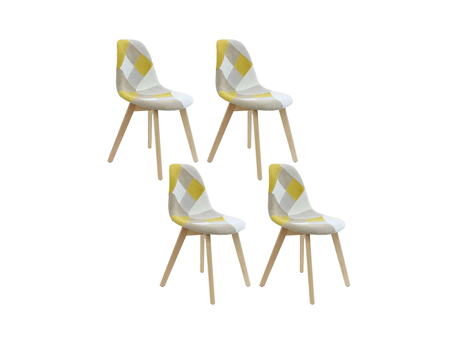 Chaise Patchwork Jaune - Lot De 4 Multicolore, Jaune