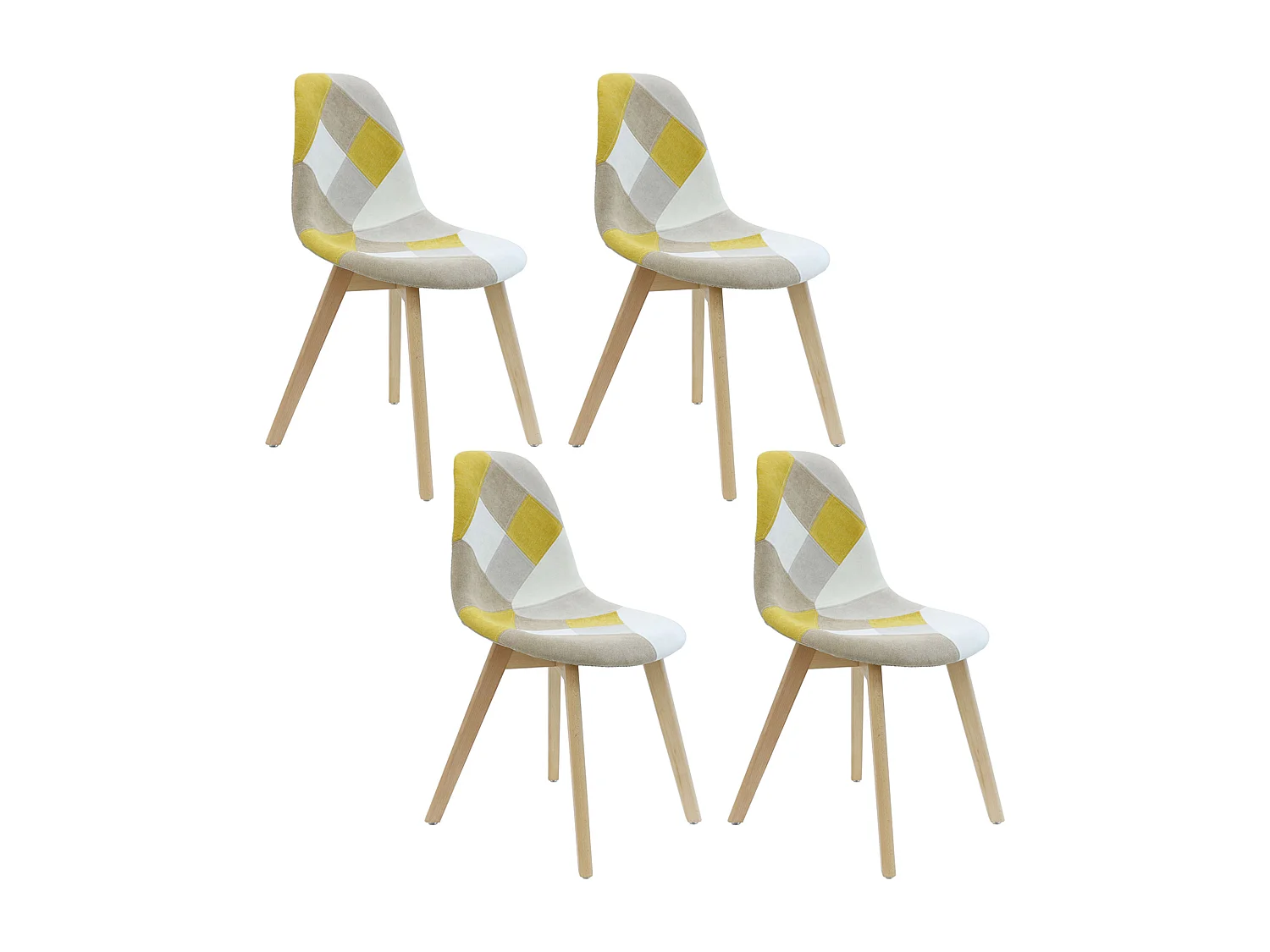 Chaise Patchwork Jaune - Lot De 4 Multicolore, Jaune