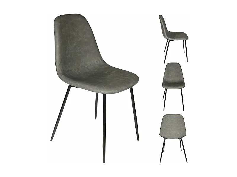 Lot de 4 Chaises Design "Amber" 86cm Gris