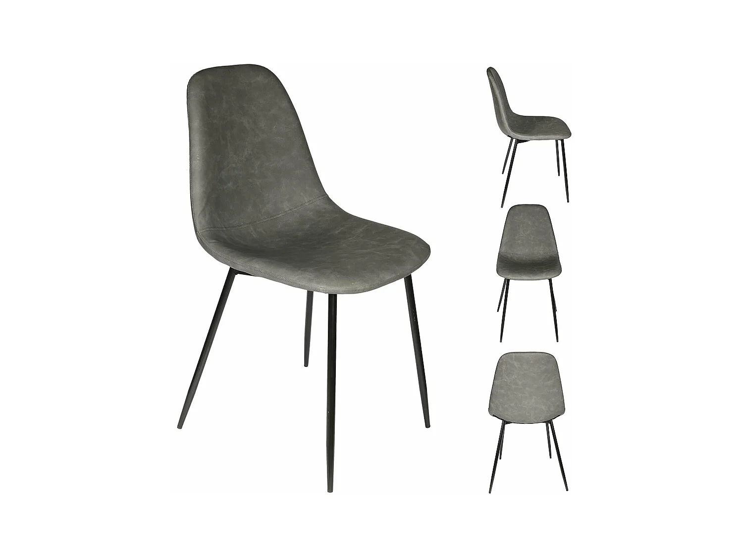 Lot de 4 Chaises Design "Amber" 86cm Gris