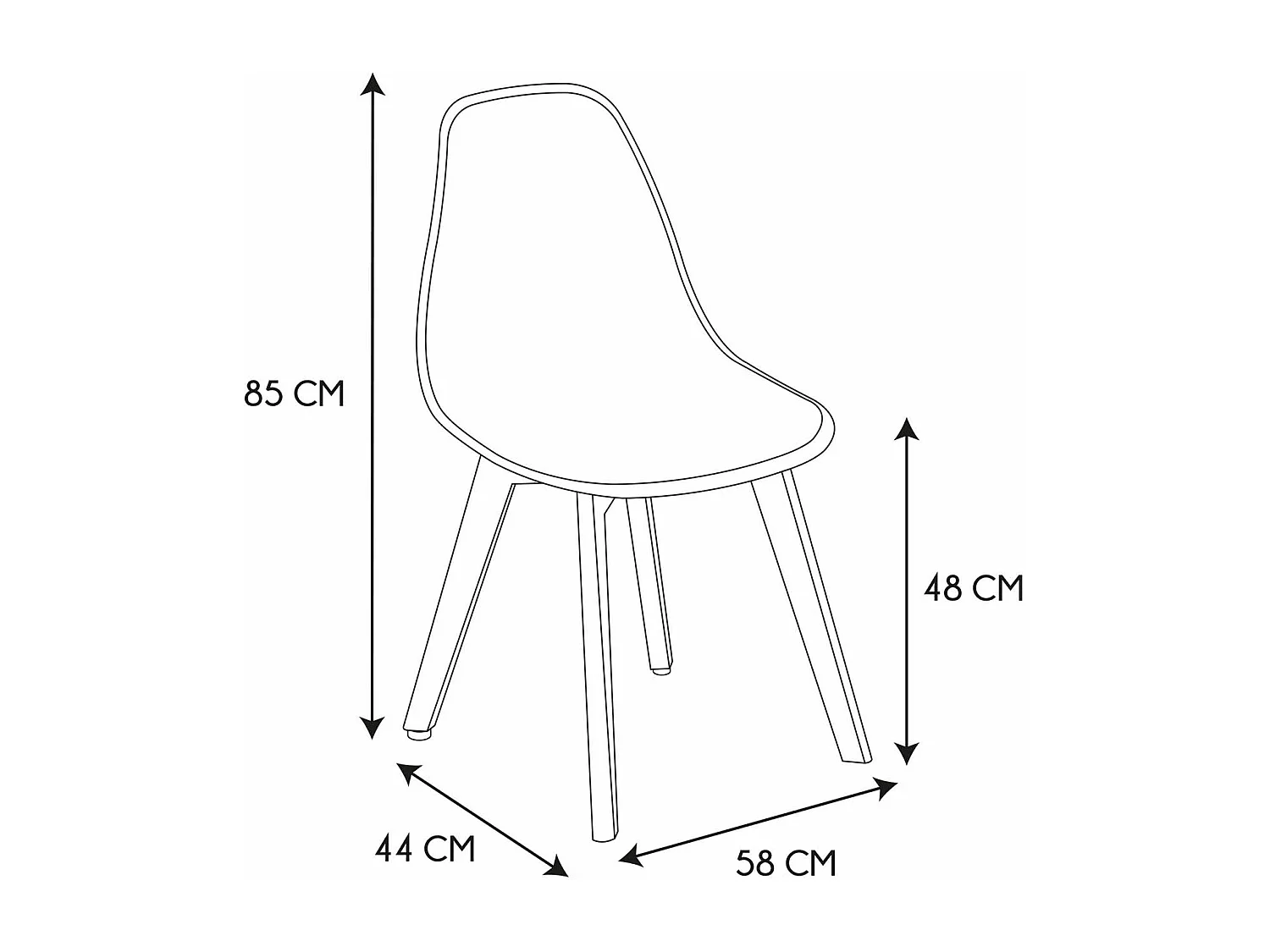 Lot de 4 Chaises Design "Amber" 86cm Gris