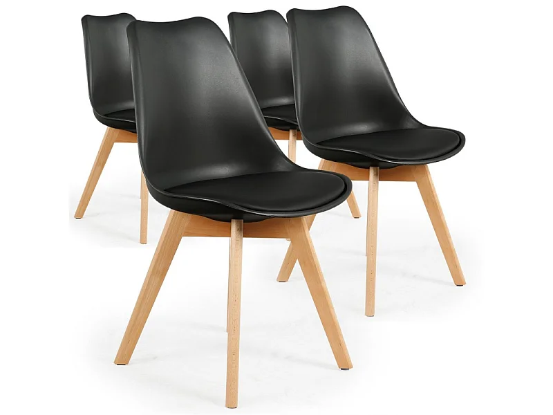 Lot de 4 chaises style scandinave Bovary Noir