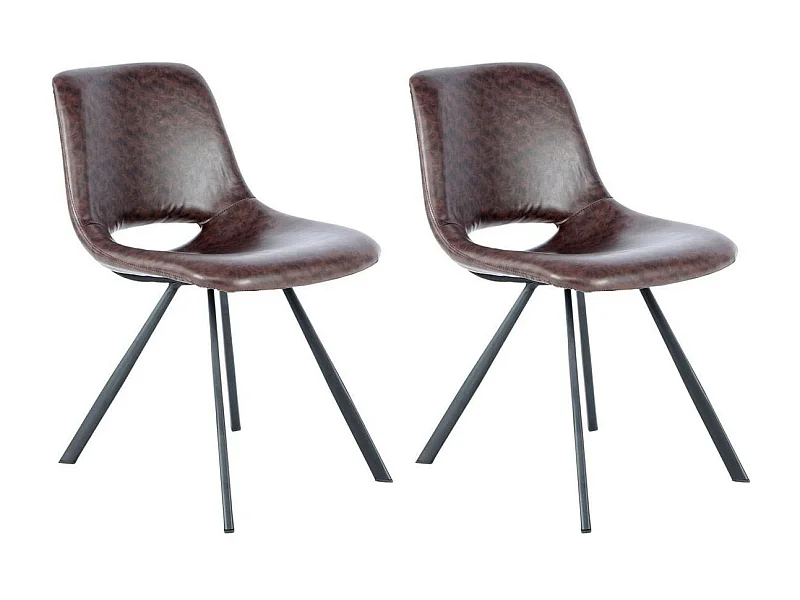 Lot de 2 Chaises Vintage "Joséphine" 77cm Marron Foncé