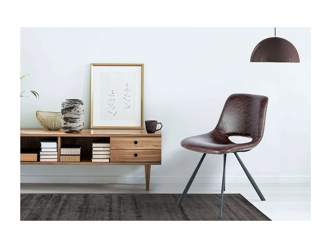 Lot de 2 Chaises Vintage "Joséphine" 77cm Marron Foncé