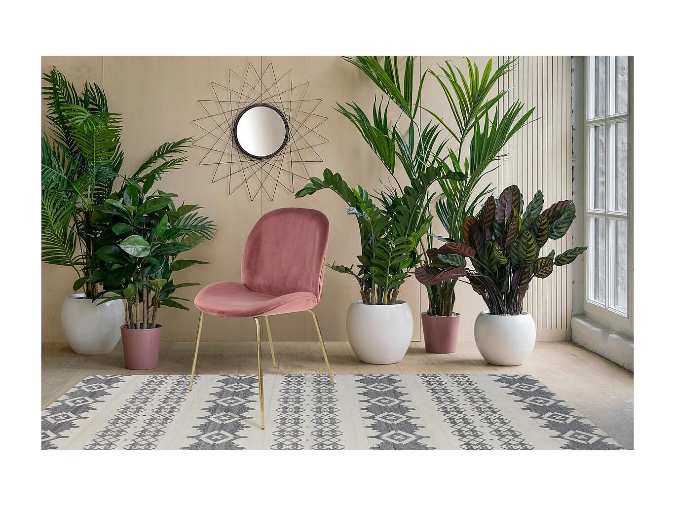 Lot de 2 Chaises Design "Charlize" 90cm Rose & Or