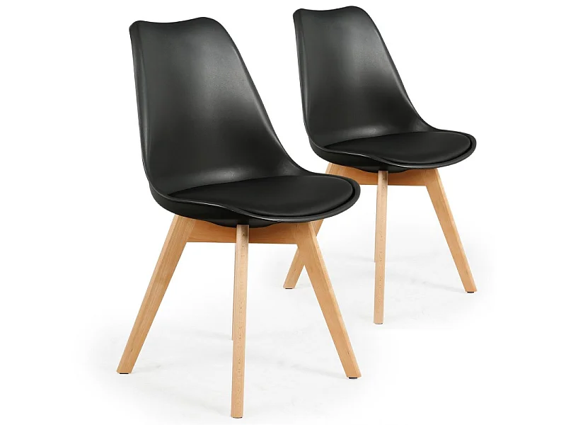 Lot de 2 chaises style scandinave Bovary Noir