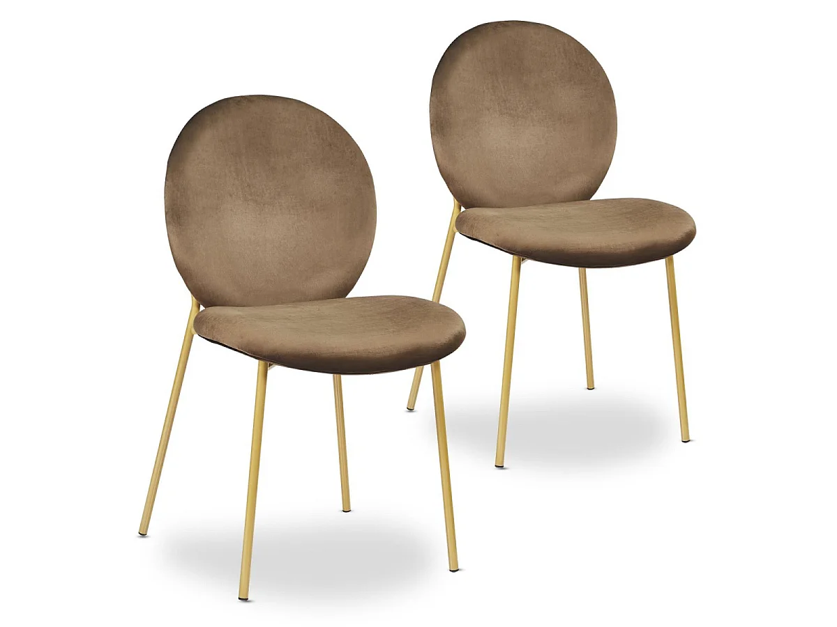Lot de 2 Chaises Médaillon en Velours "Della" 79cm Camel