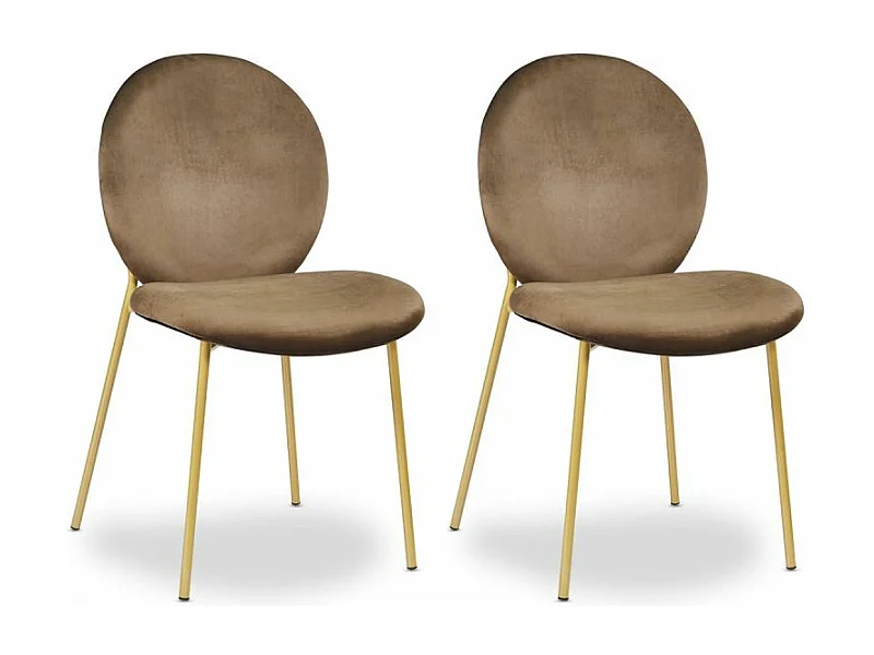 Lot de 2 chaises médaillon Irene Velours Camel