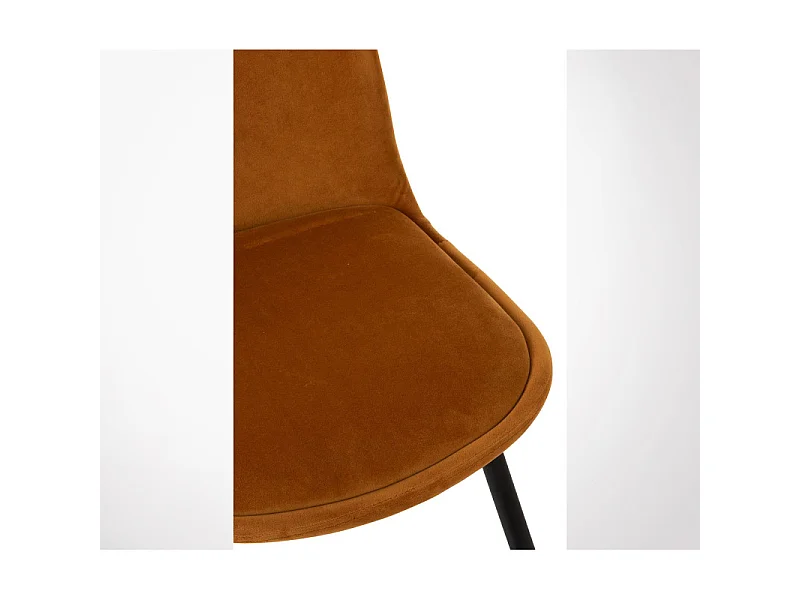 Silla Olga de metal y tela ocre L 44,5 cm