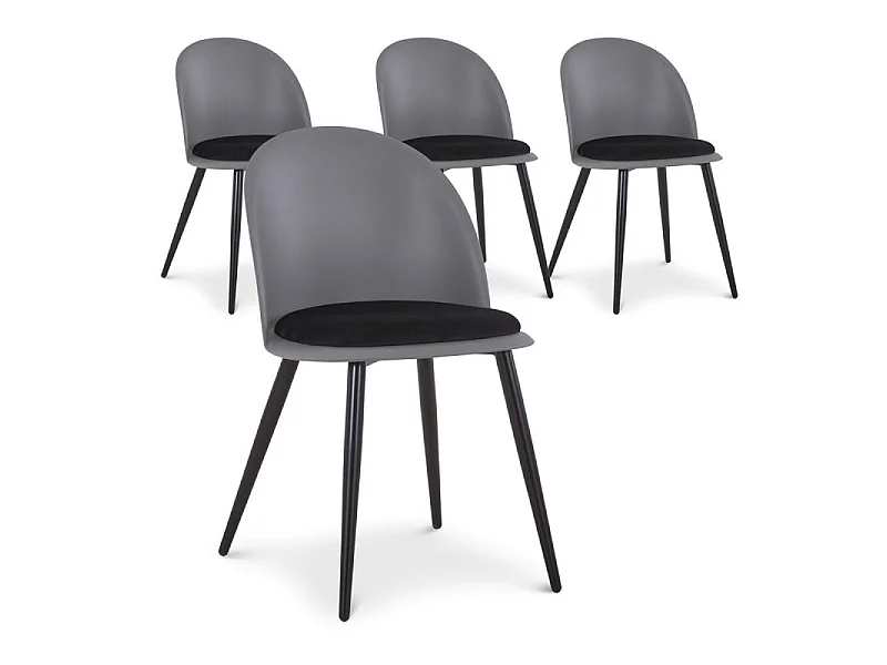 Lot de 4 chaises Fuji Gris et Noir