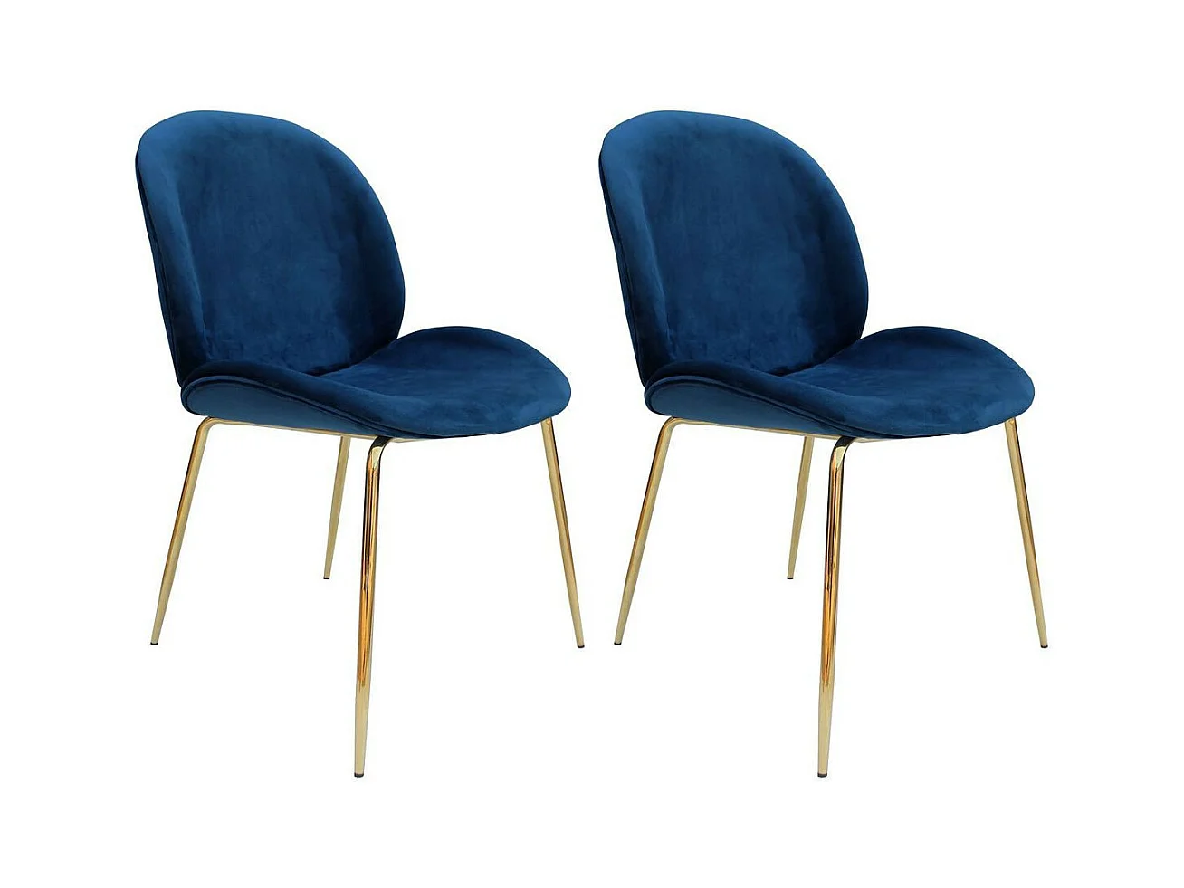 Lot de 2 Chaises Design "Charlize" 90cm Bleu & Or