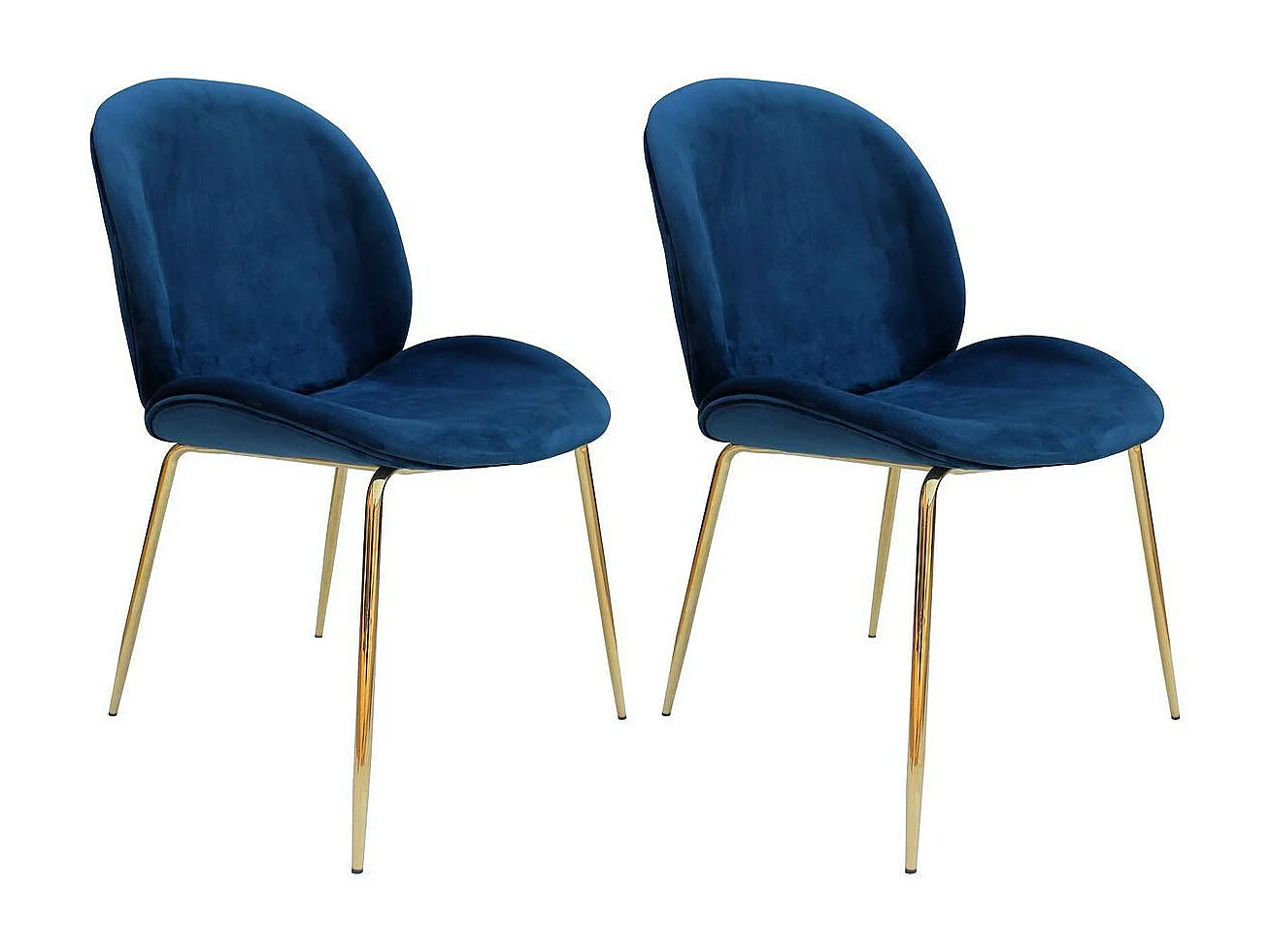 Lot de 2 Chaises Design "Charlize" 90cm Bleu & Or