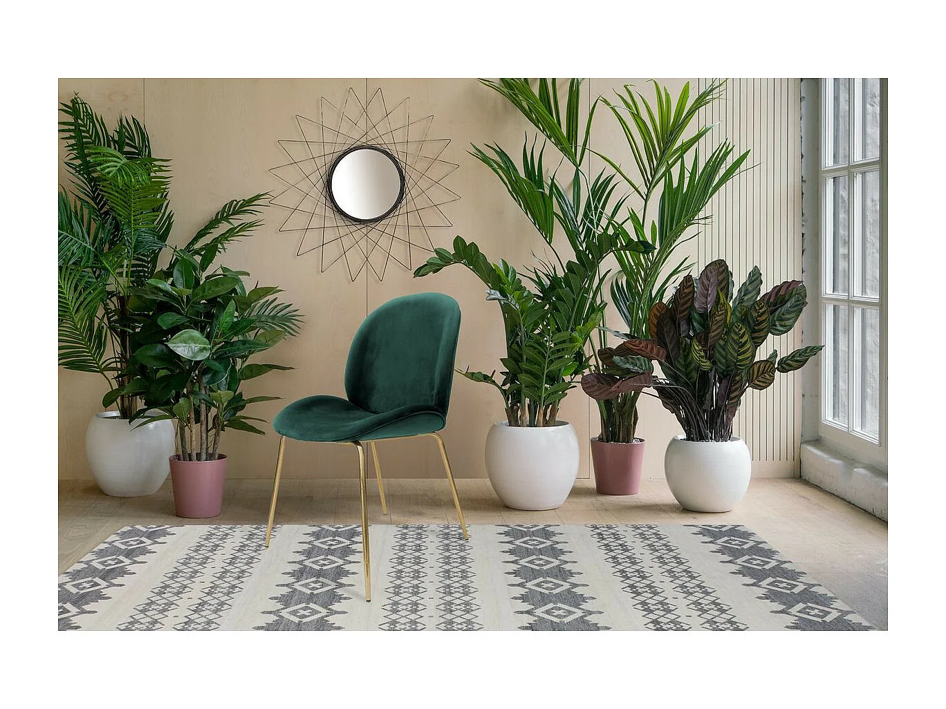 Lot de 2 Chaises Design "Charlize" 90cm Vert & Or