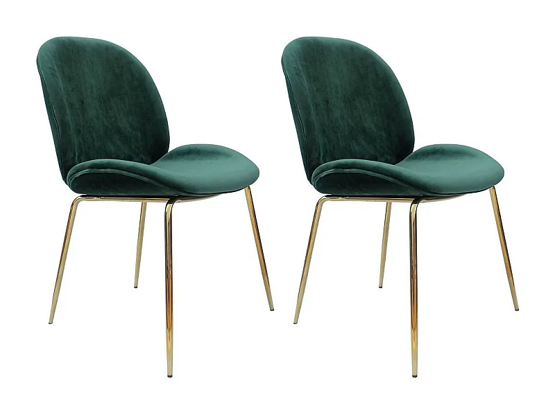 Lot de 2 Chaises Design "Charlize" 90cm Vert & Or