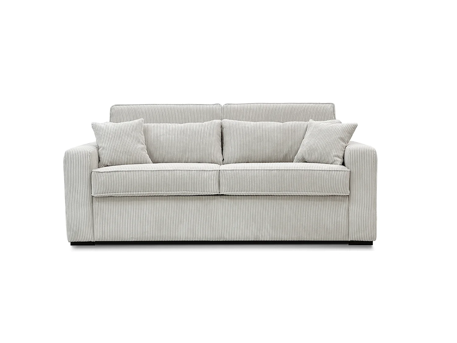 Canapé 3 places convertible express en velours côtelé beige - Couchage 140 cm - Matelas 16 cm - MONDOVI