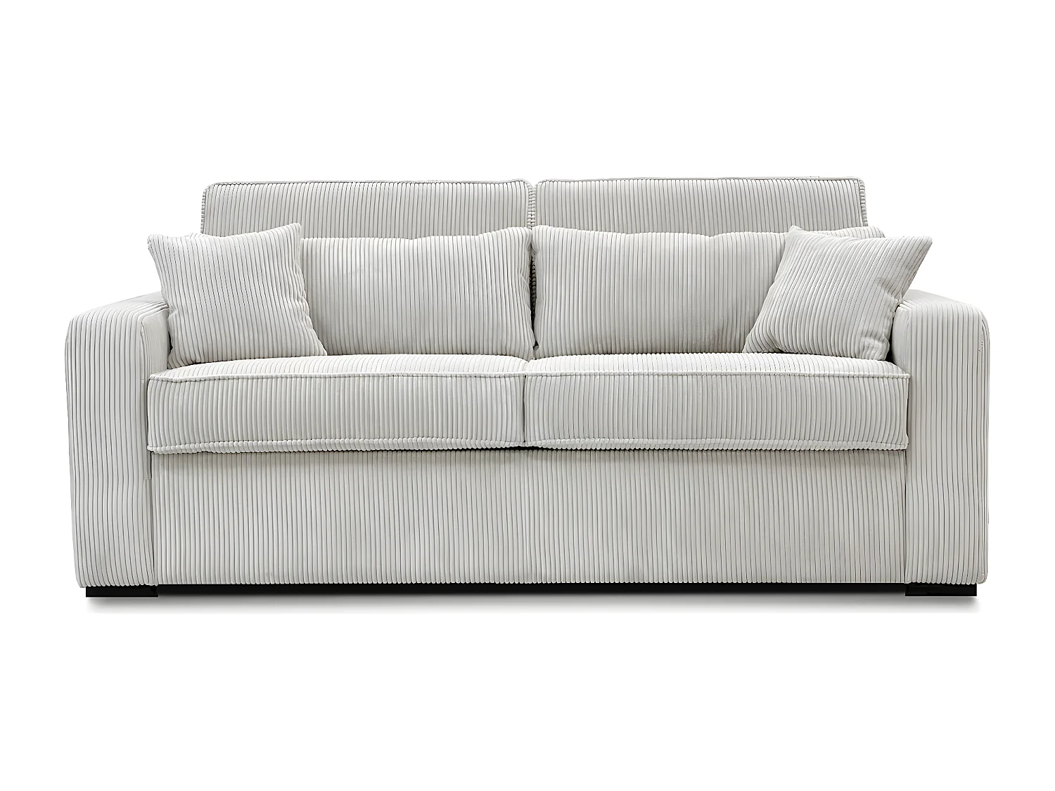 Canapé 4 places convertible express en velours côtelé beige - Couchage 160 cm - Matelas 16 cm - MONDOVI