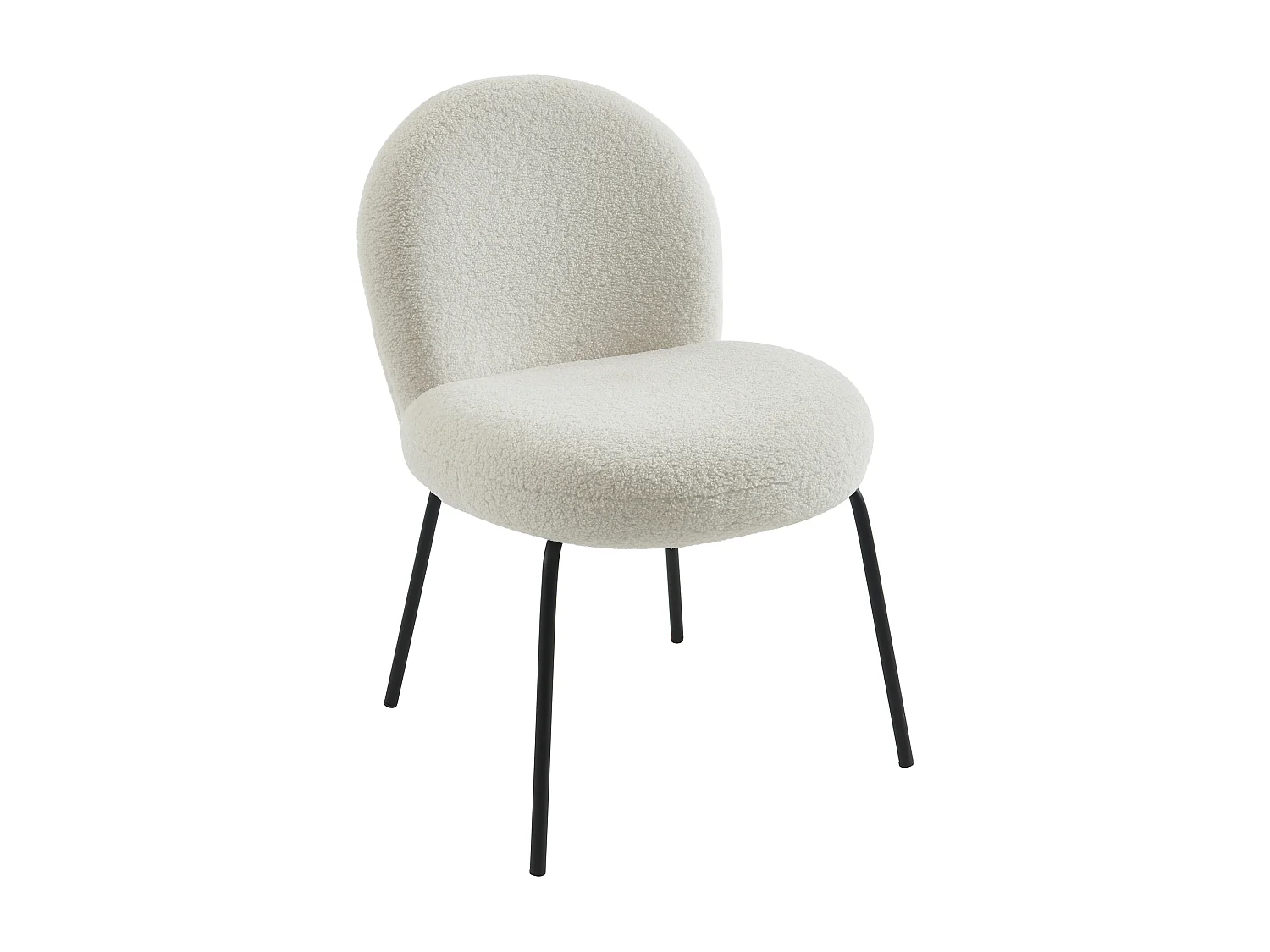 Lot de 2 chaises en tissu bouclette et métal noir - Crème - CURLYN de Pascal Morabito