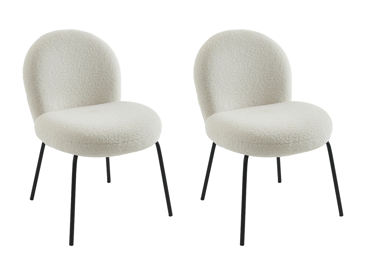 Lot de 2 chaises en tissu bouclette et métal noir - Crème - CURLYN de Pascal Morabito