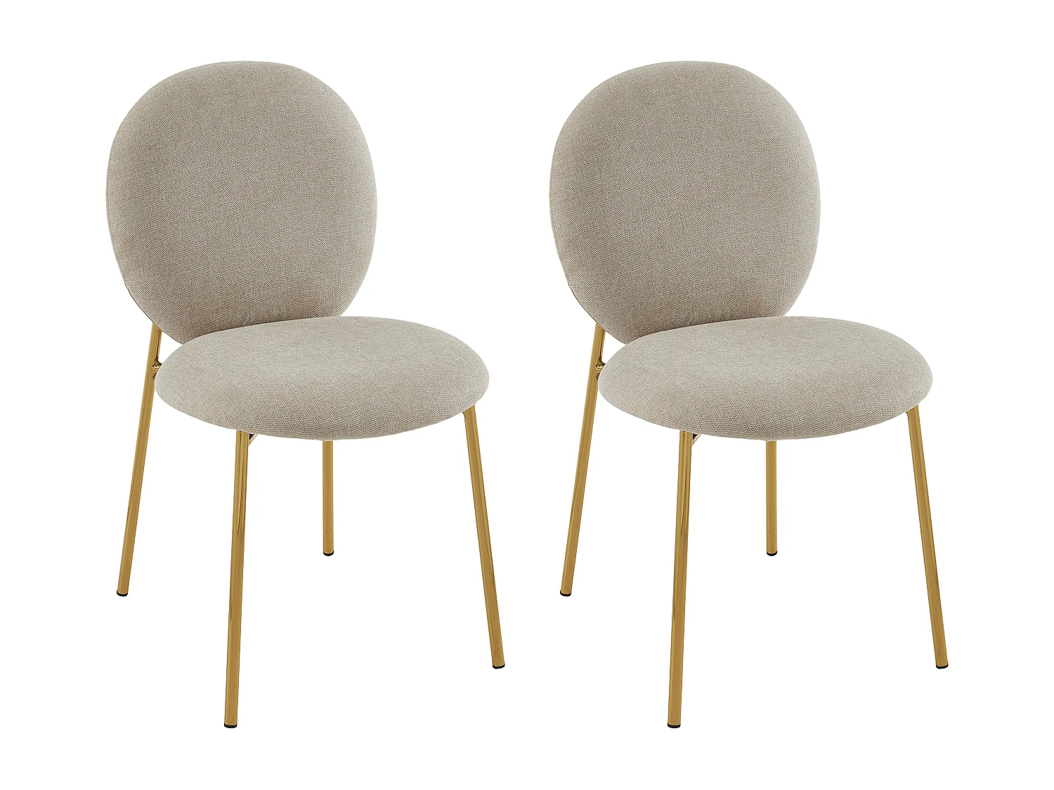 Lot de 2 chaises en tissu et métal doré - Beige - ASTRENA de Pascal Morabito