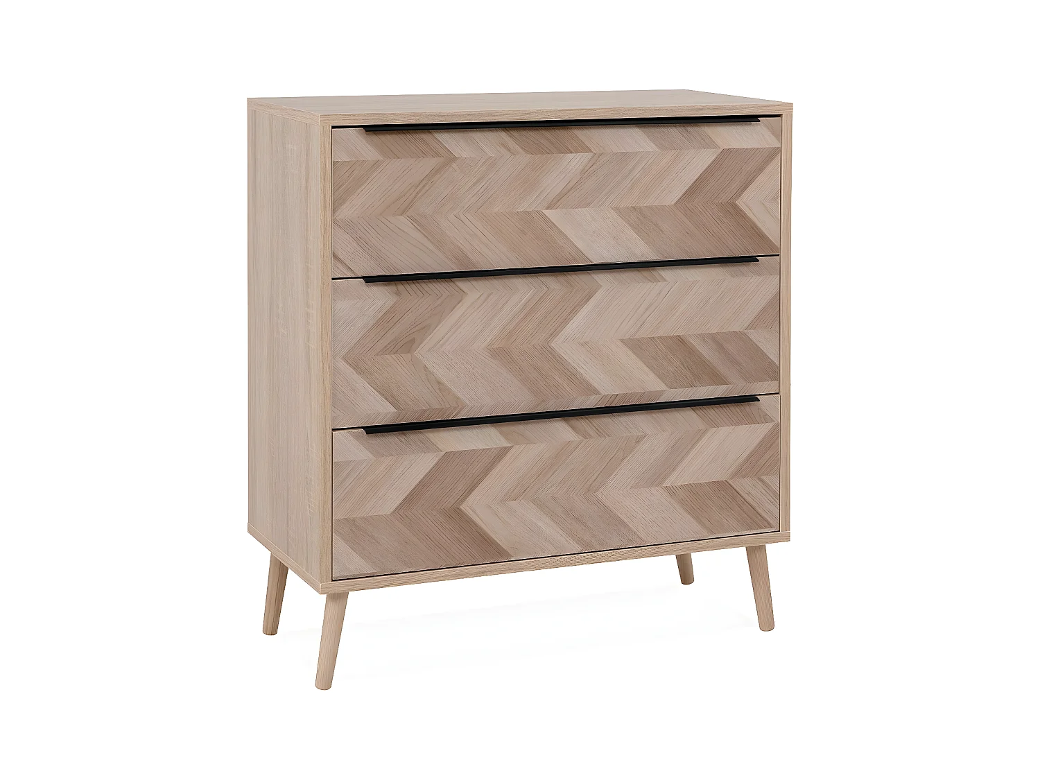 Ladekast 3 laden eiken sonoma en visgraatpatroon effect L80 cm - TORUN