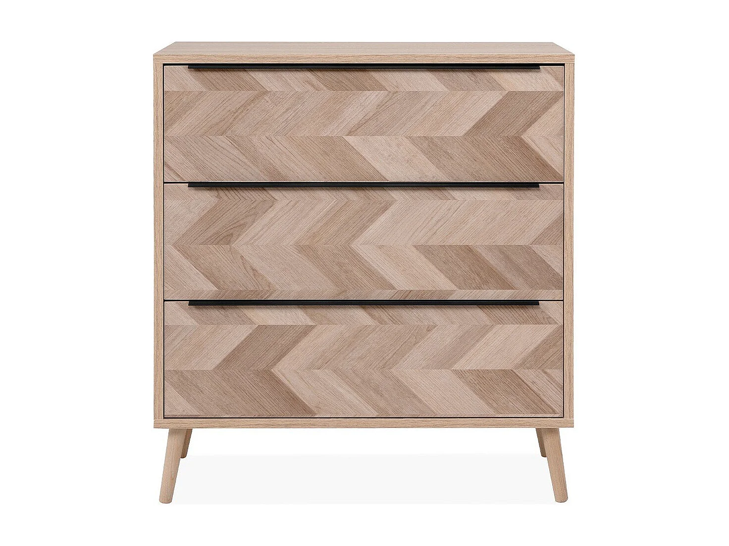 Komoda 3-szufladowa, dąb Sonoma, efekt szewronu L80 cm - TORUN