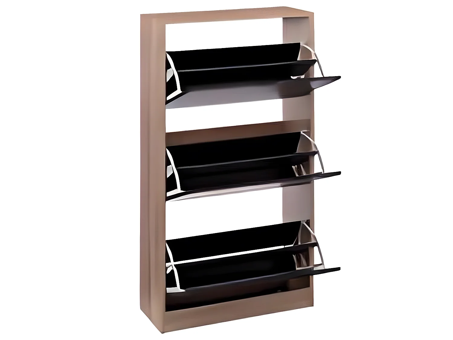 Commode à chaussures en bois  coloris naturel et noir  - L. 60  x P. 23 x H. 119,5 cm