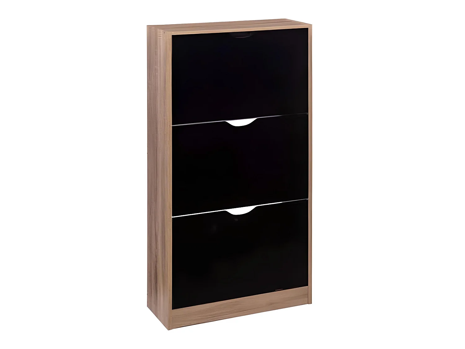 Commode à chaussures en bois  coloris naturel et noir  - L. 60  x P. 23 x H. 119,5 cm