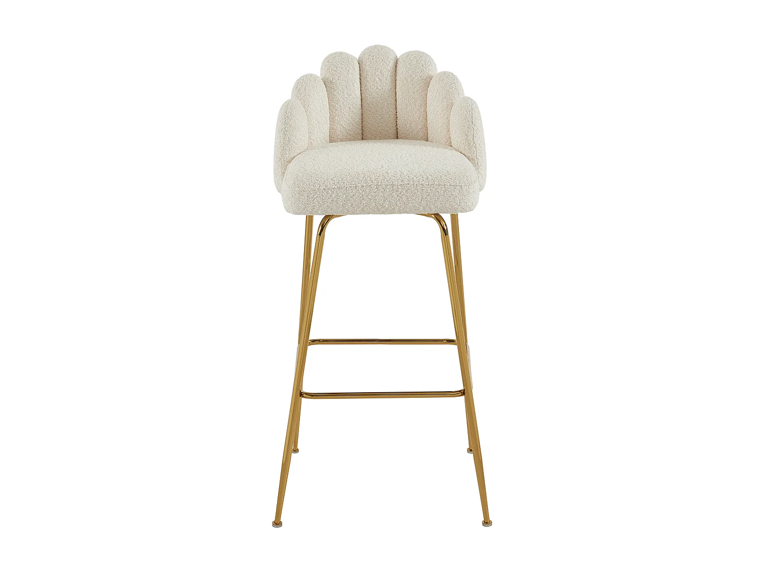 Lot de 2 tabourets de bar en tissu bouclette et métal doré - Crème - ALTINAM de Pascal MORABITO