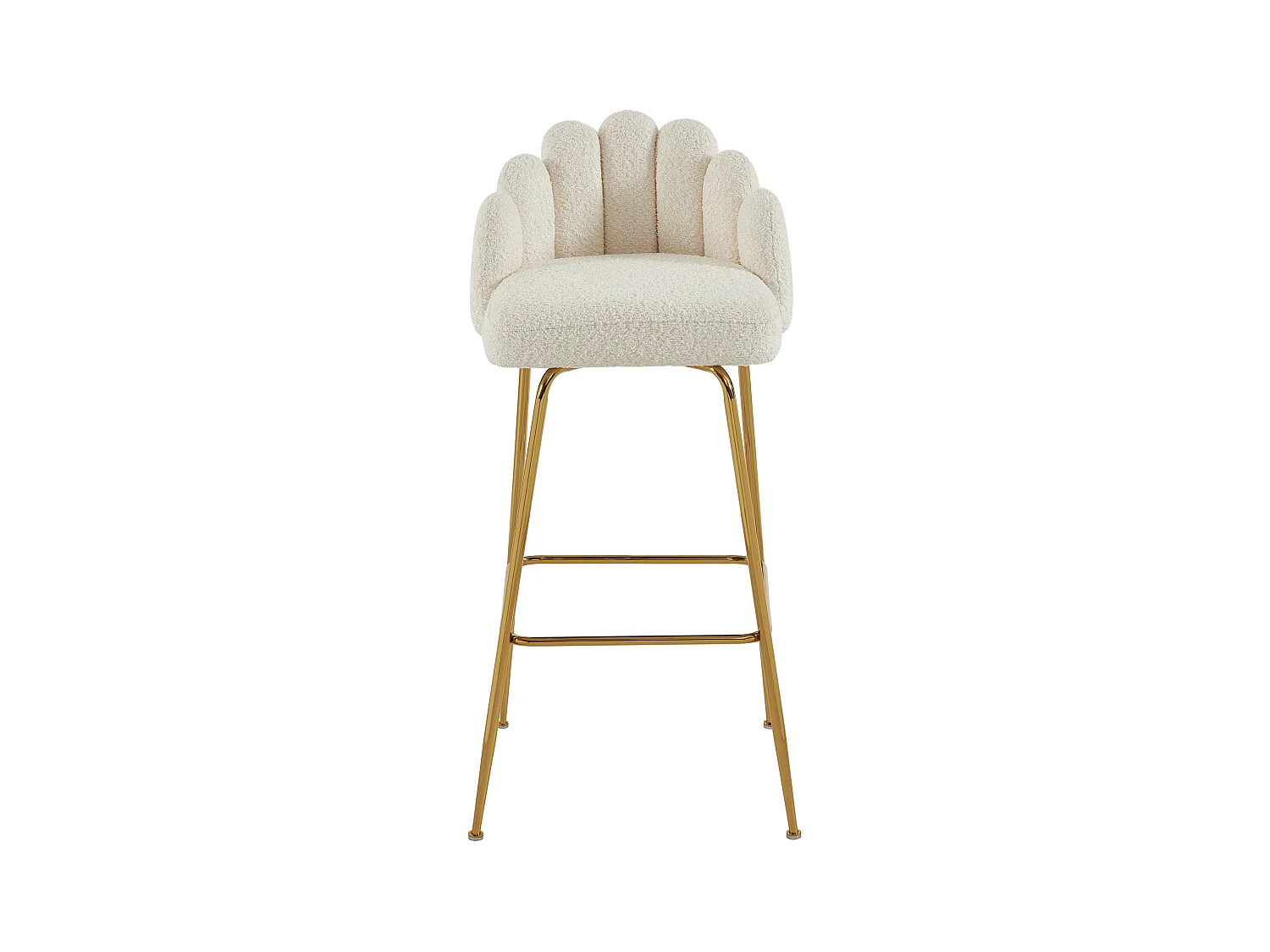 Lot de 2 tabourets de bar en tissu bouclette et métal doré - Crème - ALTINAM de Pascal MORABITO