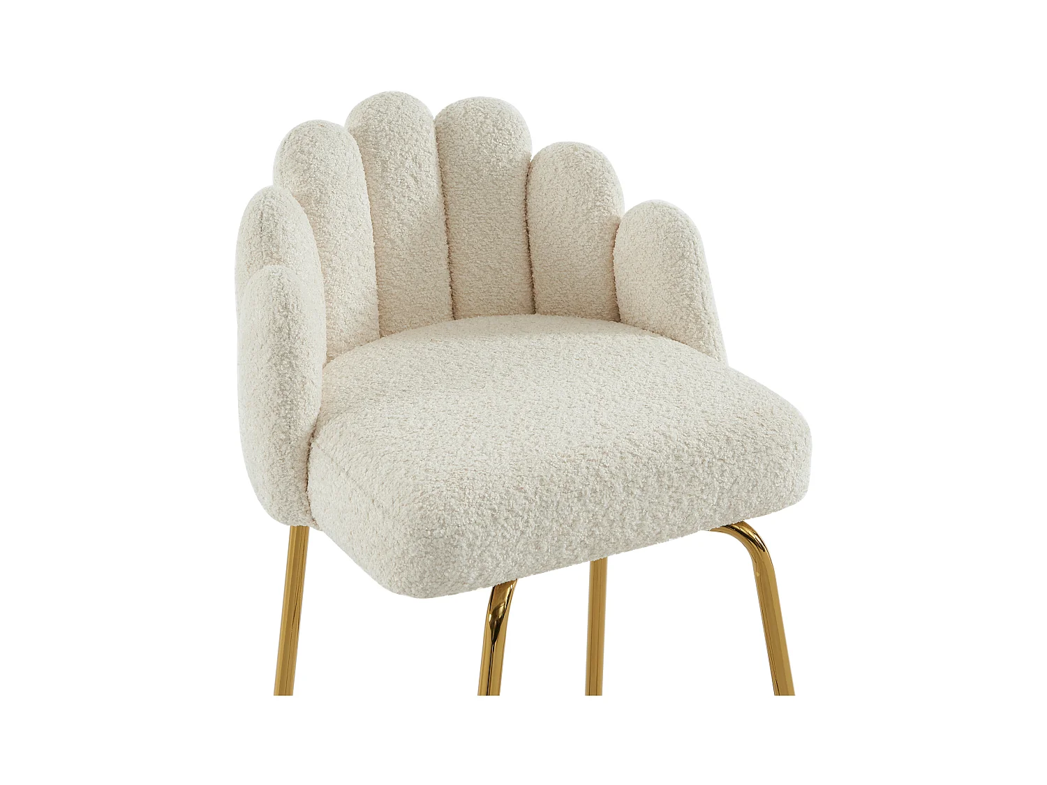 Lot de 2 tabourets de bar en tissu bouclette et métal doré - Crème - ALTINAM de Pascal MORABITO