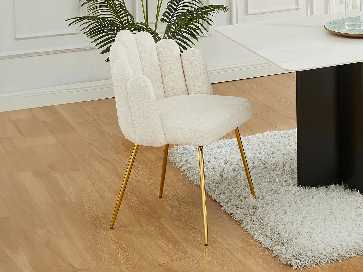 Conjunto de 2 sillas de tejido bouclé y metal dorado - Crema - ALTINAM de Pascal MORABITO