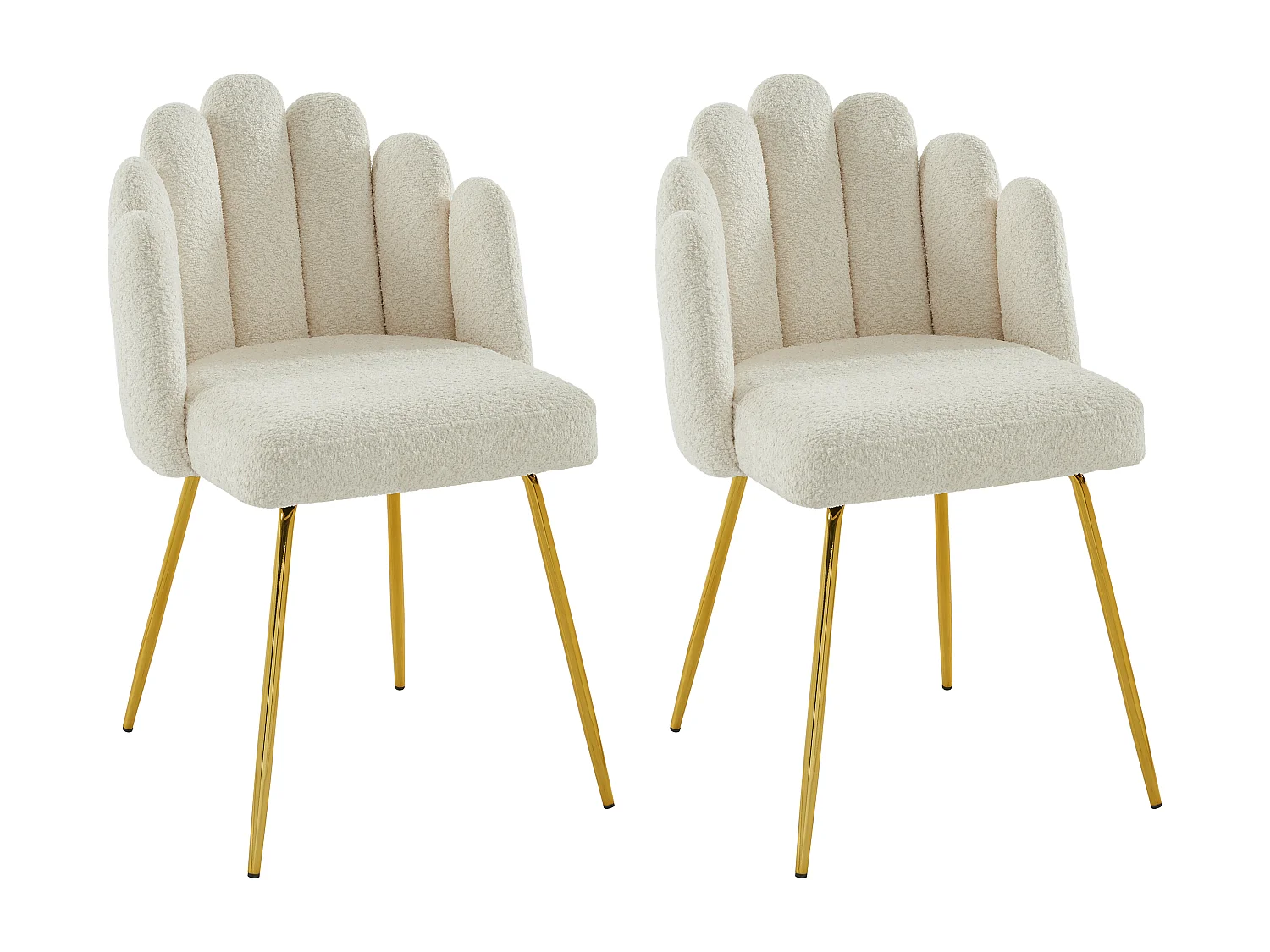 Lot de 2 chaises en tissu bouclette et métal doré - Crème - ALTINAM de Pascal MORABITO
