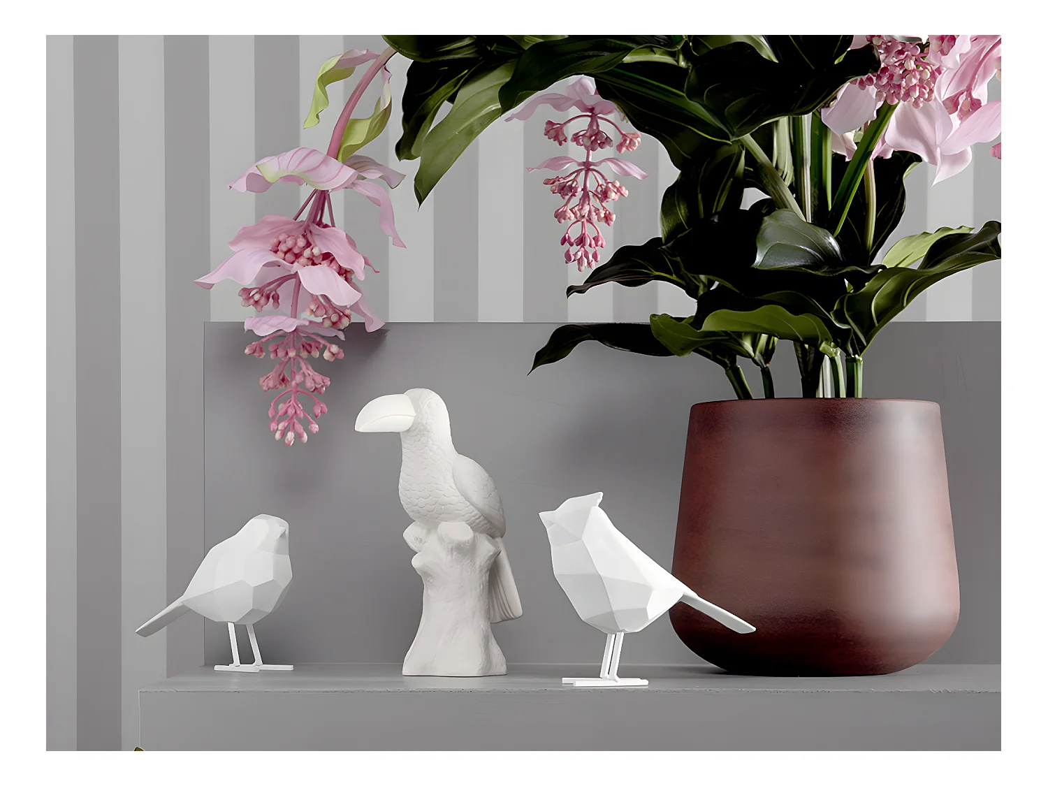 Statue décorative Petit Oiseau Origamie en polyrésine - Hauteur 17 cm - PRESENT TIME