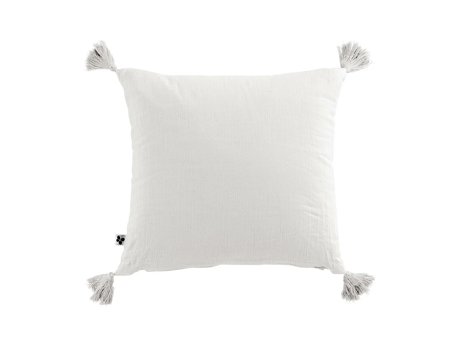 OUREA - Coussin Déhoussable 40x40cm avec Pompons Gaze de Coton Chantilly