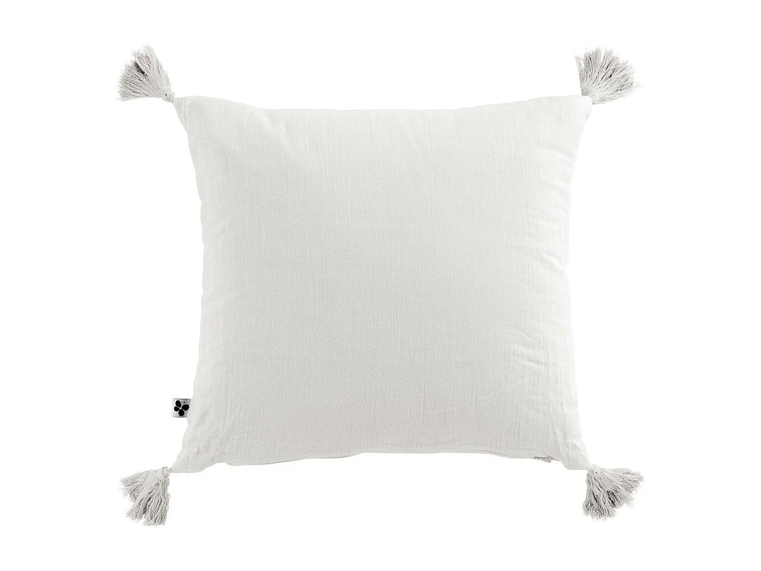 OUREA - Coussin Déhoussable 40x40cm avec Pompons Gaze de Coton Chantilly
