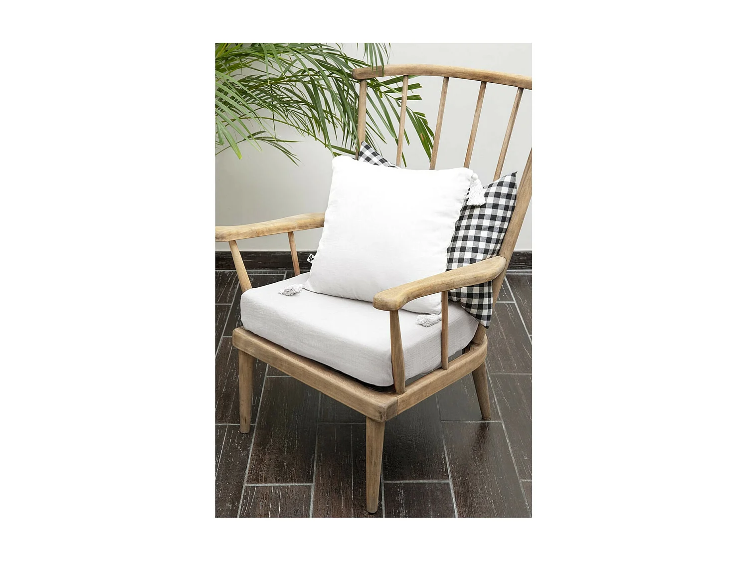 OUREA - Coussin Déhoussable 40x40cm avec Pompons Gaze de Coton Chantilly