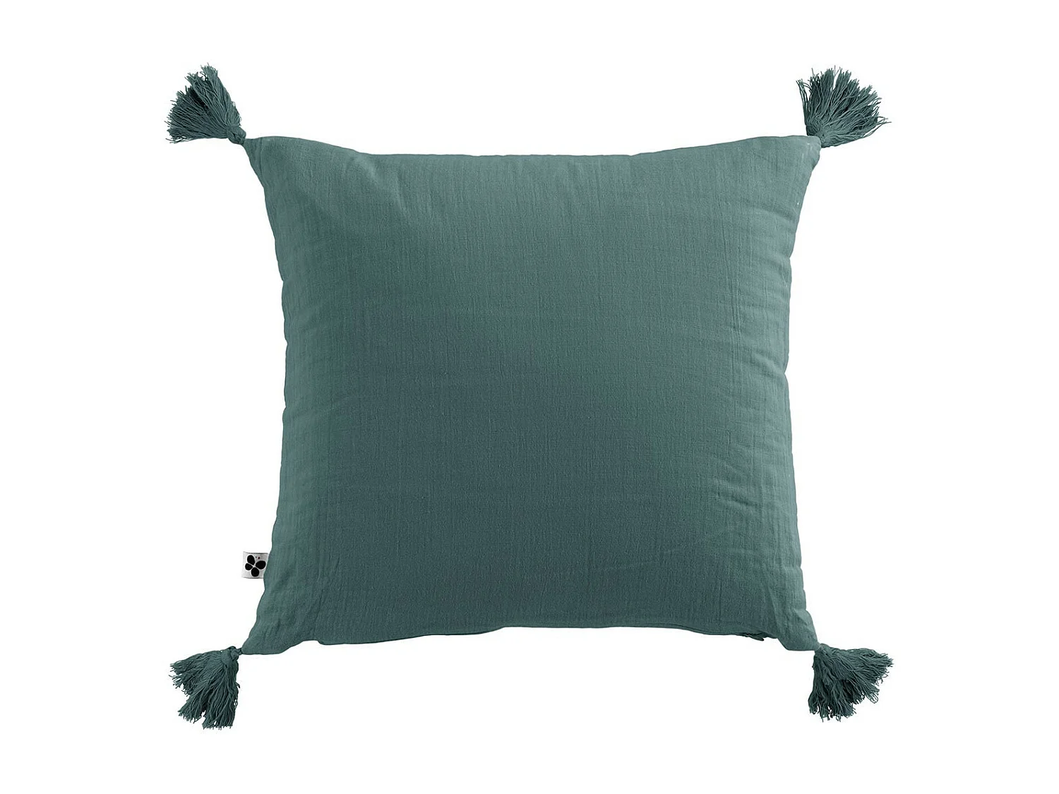OUREA - Coussin Déhoussable 40x40cm avec Pompons Gaze de Coton Canard