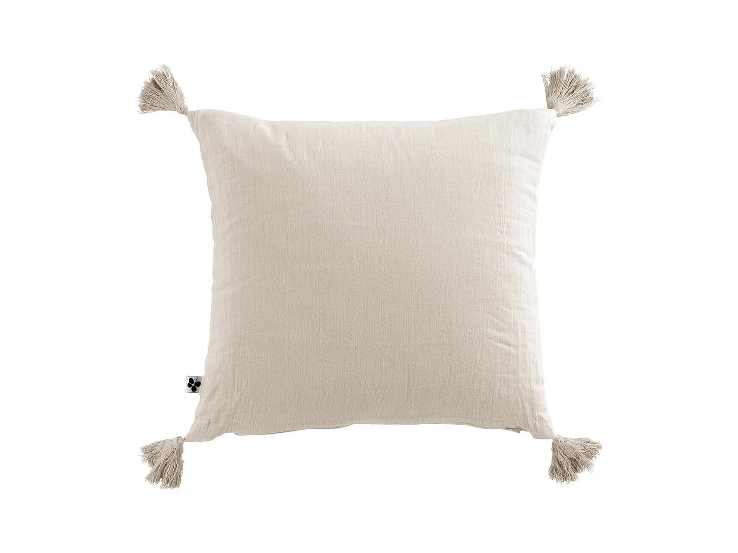 OUREA - Coussin Déhoussable 40x40cm avec Pompons Gaze de Coton Pampa