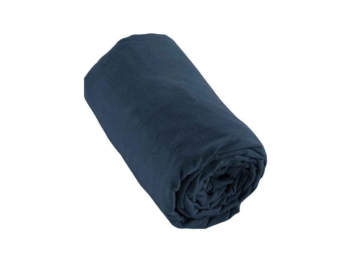 HEDDA - Drap Housse 180x200cm Flanelle de Coton Coloris Nuit