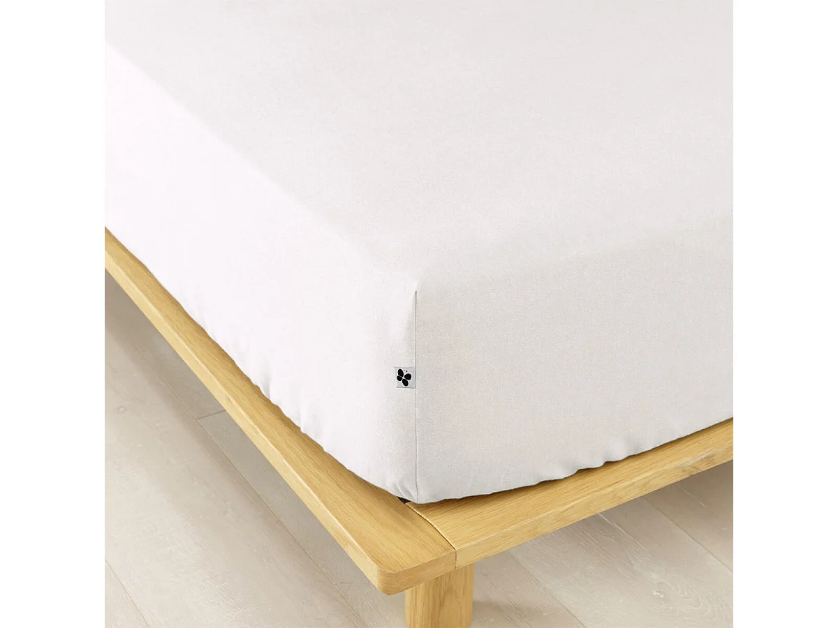 HEDDA - Drap Housse 90x190cm Flanelle de Coton Coloris Neige