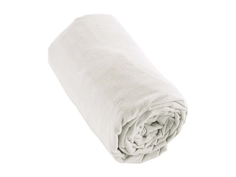 HEDDA - Drap Housse 90x190cm Flanelle de Coton Coloris Neige