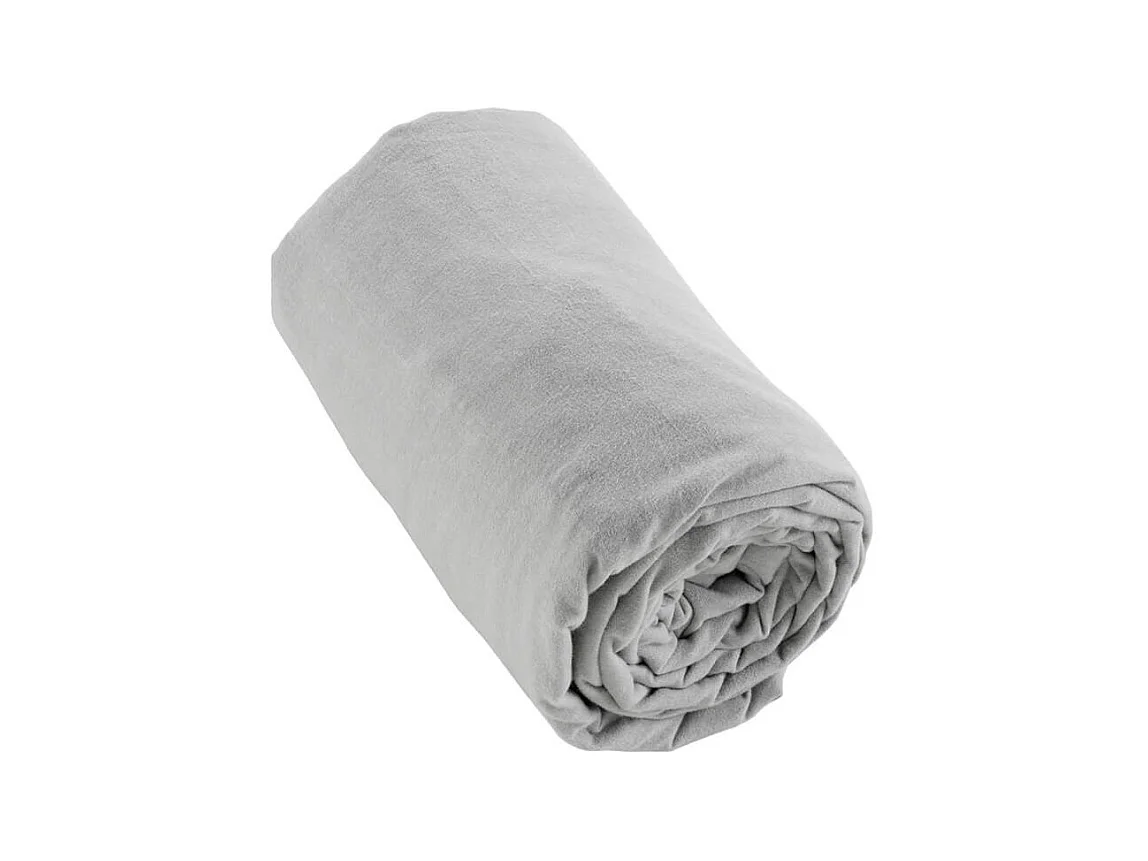 HEDDA - Drap Housse 140x190cm Flanelle de Coton Coloris Brume