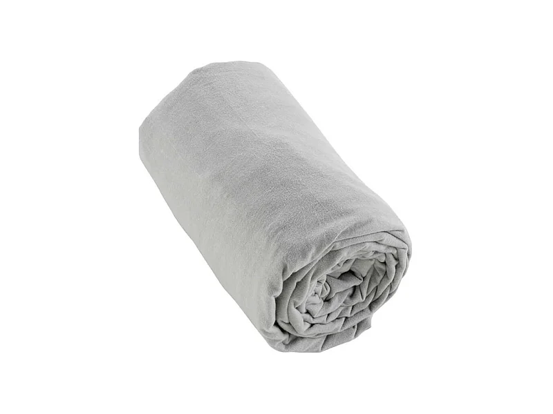 HEDDA - Drap Housse 180x200cm Flanelle de Coton Coloris Brume