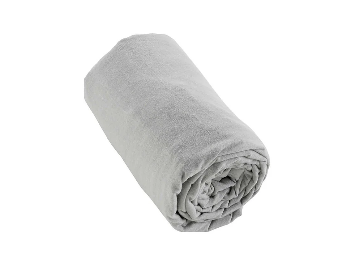 HEDDA - Drap Housse 180x200cm Flanelle de Coton Coloris Brume