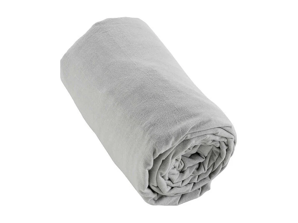 HEDDA - Drap Housse 180x200cm Flanelle de Coton Coloris Brume