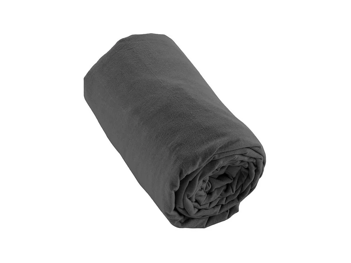 HEDDA - Drap Housse 180x200cm Flanelle de Coton Coloris Orage