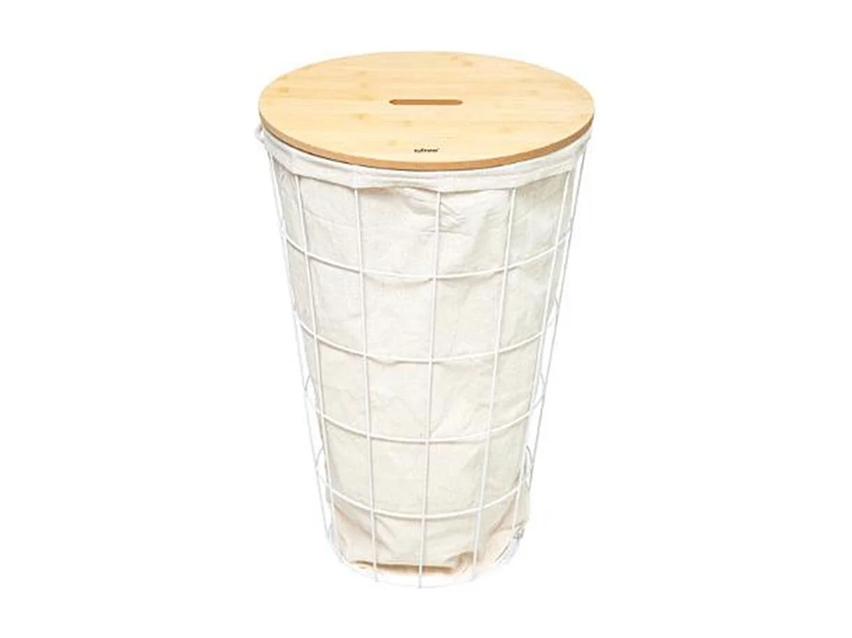 Panier à Linge Déco "Modern" 42L Blanc