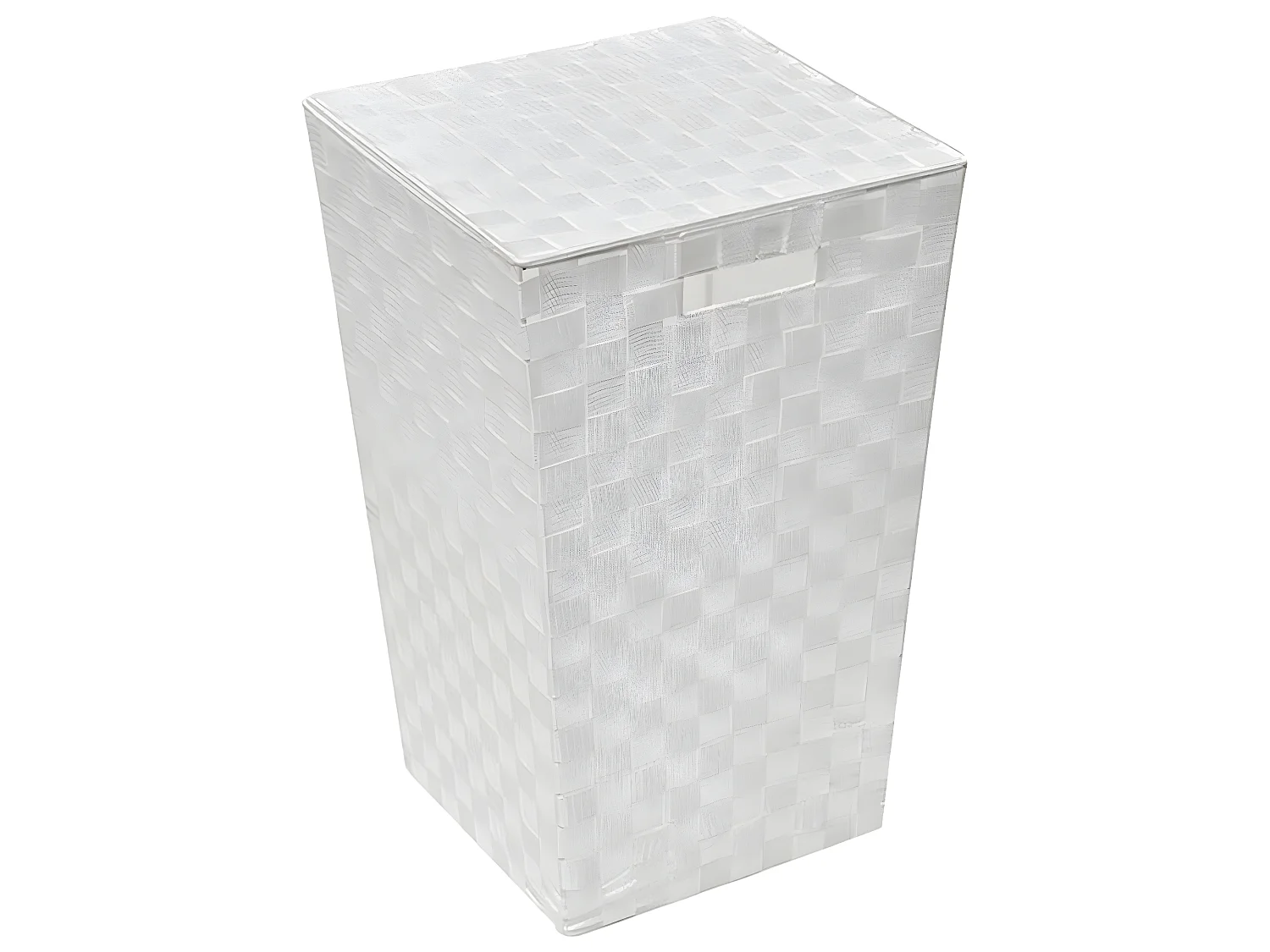 Panier à linge en tissu polyester tressé Blanc avec couvercle H 53 cm