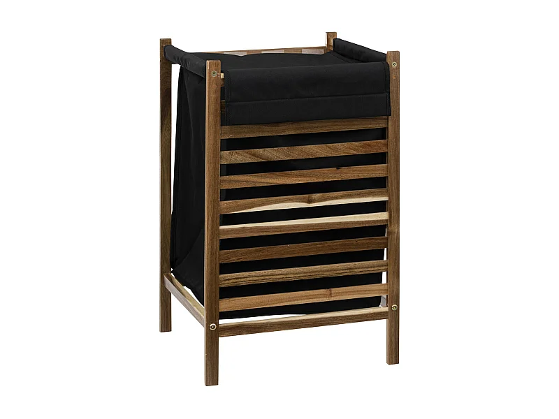 Panier à linge 50L en Acacia avec housse détachable et lavable